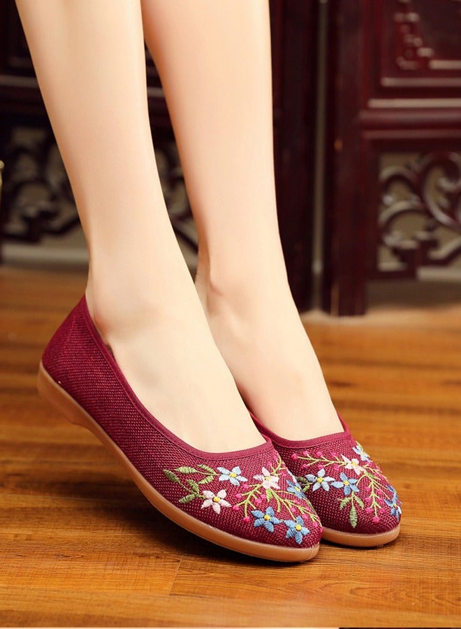 ZCM-HAPPY Breathable Slip On Old Beijing Cloth Shoes for Women - Casual Lightweight Soft-Soled Embroidered Ethnic Style Dance Shoes  - Image 5
