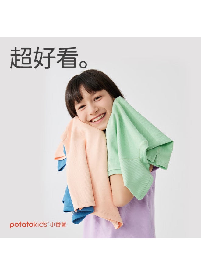 Potatokids Unidirectional Moisture-wicking Children's Short Sleeve T-shirt Thin Style Boys Girls Sports Quick-drying T-shirt Half White 120 - Image 4