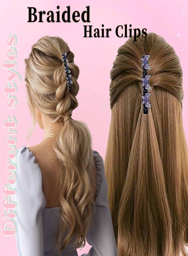 Outyua Sparkling Crystal Stone Braided Hair Clips Rhinestone Duckbill Hairpin for Women 4Pcs - Image 4