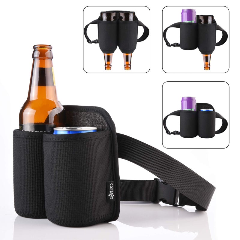 CM 2-Bottles Beer Belt Strap Can Holder Soda Beverage Holder with Buckle for BBQ Party Camping Beer Can - Image 2
