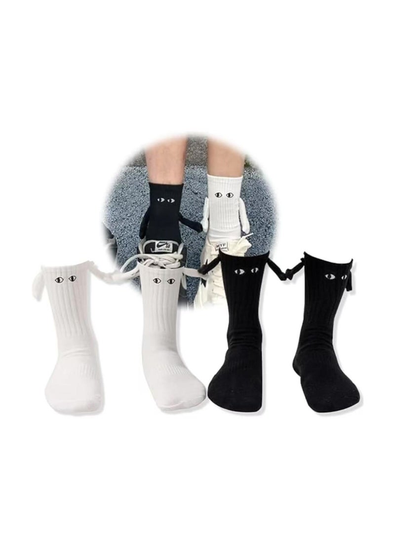 2 Pairs Holding Hands Socks Funny Magnetic Suction Couple Socks Unisex Couple Socks - Image 1