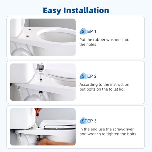 iFealClear 2 PCS Toilet Seat Bolts Kit, Universal Heavy Duty Stainless Steel With Extra Long Downlock Nuts Rubber Washers Gaskets and Easy to install -Bathroom Toilet Repair Screw - Image 5