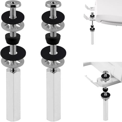 iFealClear 2 PCS Toilet Seat Bolts Kit, Universal Heavy Duty Stainless Steel With Extra Long Downlock Nuts Rubber Washers Gaskets and Easy to install -Bathroom Toilet Repair Screw - Image 1