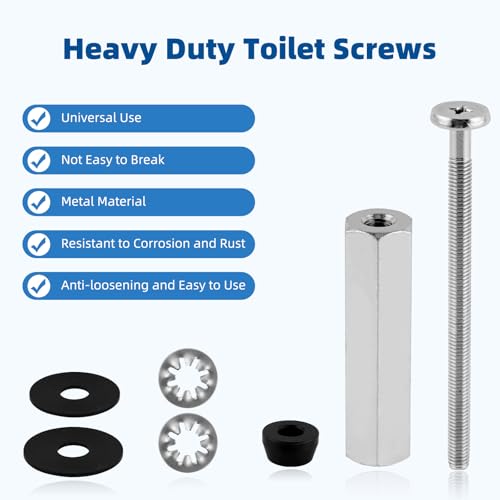 iFealClear 2 PCS Toilet Seat Bolts Kit, Universal Heavy Duty Stainless Steel With Extra Long Downlock Nuts Rubber Washers Gaskets and Easy to install -Bathroom Toilet Repair Screw - Image 2