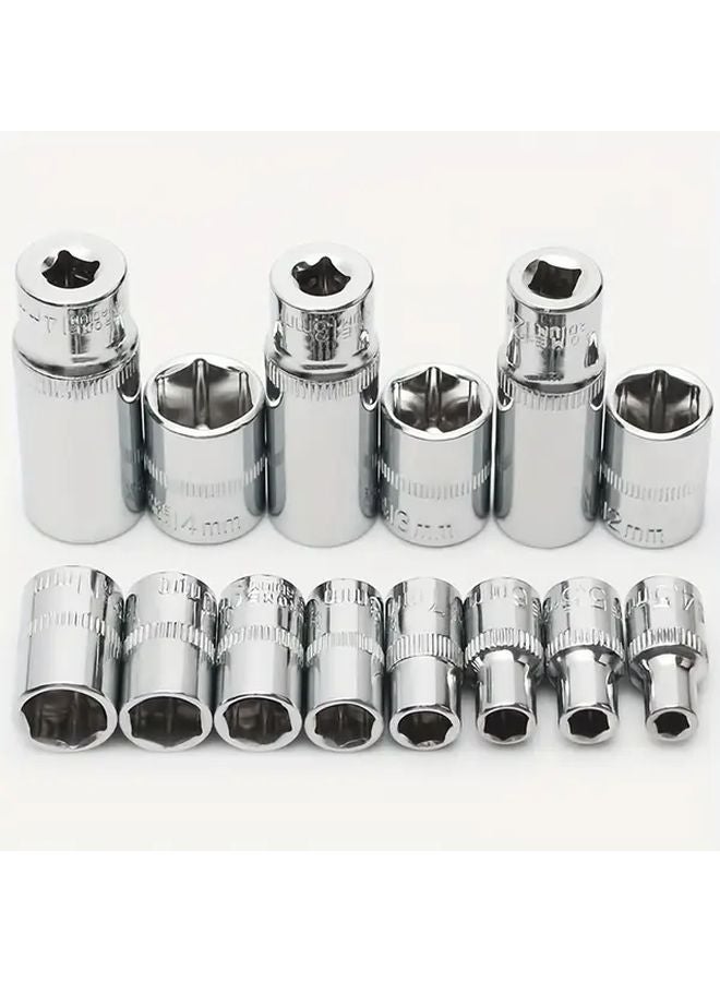 11 Pcs Ratchet Socket Set 6 3mm 1 4 Inch Drive 4 14mm Extended Hex Head Tools - Image 4