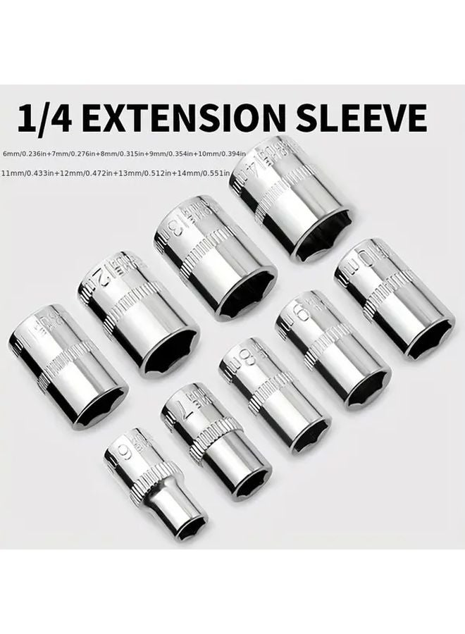 11 Pcs Ratchet Socket Set 6 3mm 1 4 Inch Drive 4 14mm Extended Hex Head Tools - Image 5