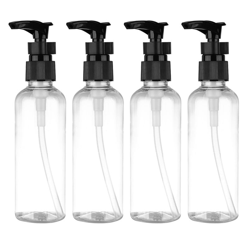 4PCS 100ml Mini Lotion Storage Bottles Cosmetics Perfume Dispensers Portable Shampoo Holders Containers for Travel Trip Outdoor (Black Press Pump) - Image 1