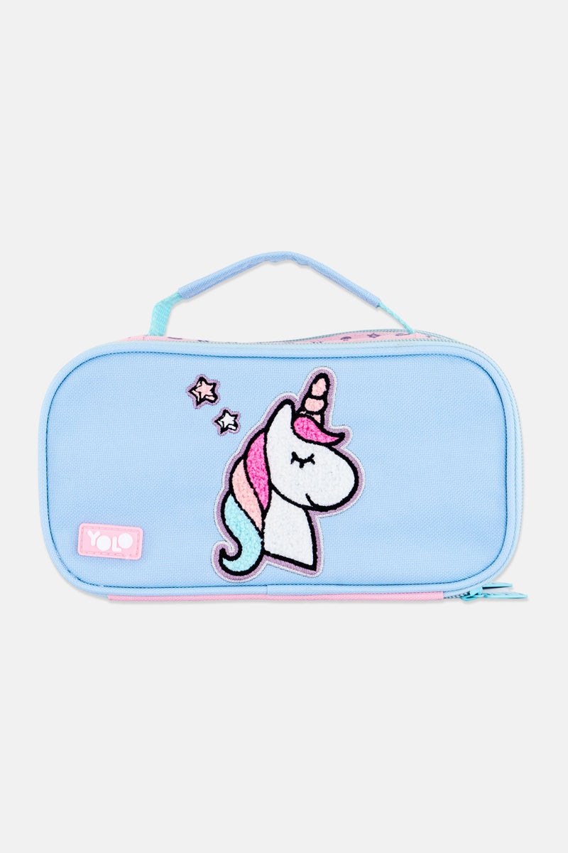 YOLO Kids Girl Unicorn Logo Pencil Case, Multicolor - Image 1