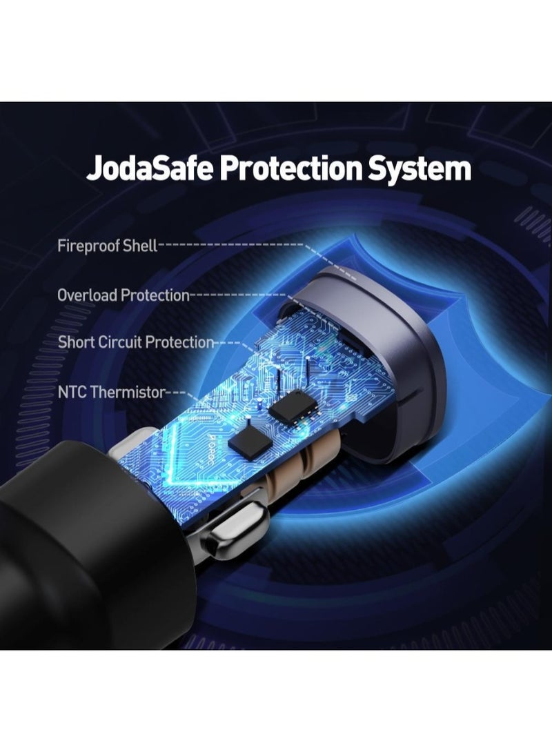 جودا - شاحن سيارة بقوة 45 واط بمنفذين تايب سي - اسود - Image 3
