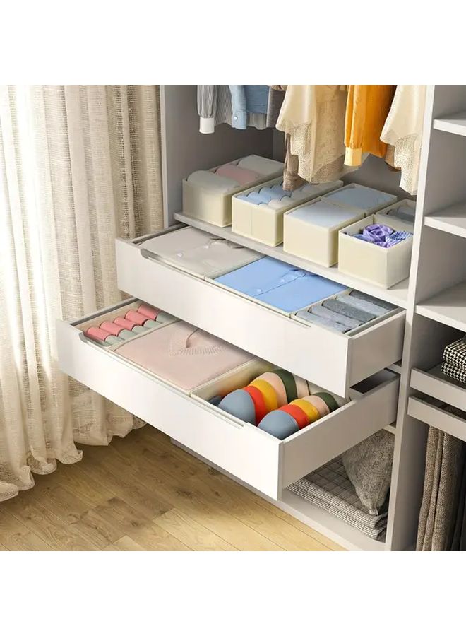 Gray 7 Pack Fabric Drawer Organizer Bins Foldable Sock Organizer For Clothes Bras Ties Closet Storage Wardrobe - Image 2