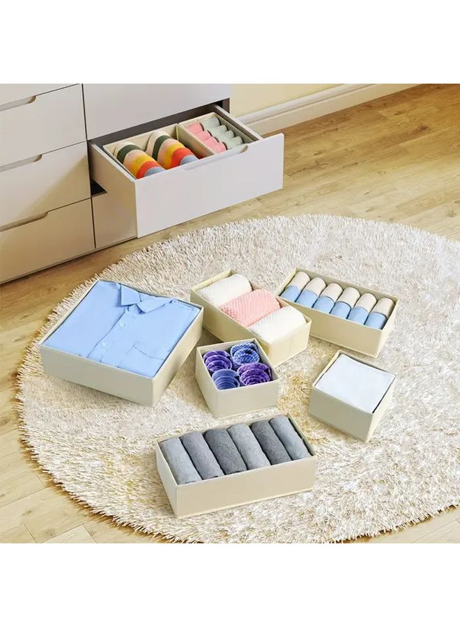Gray 7 Pack Fabric Drawer Organizer Bins Foldable Sock Organizer For Clothes Bras Ties Closet Storage Wardrobe - Image 4