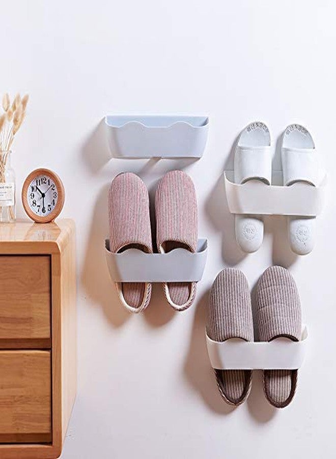 Yocice Wall Mounted Shoes Rack 4pcs with Sticky Hanging Strips, Plastic Shoes Holder Storage Organizer,Door Shoe Hangers (White- SM02(4PCS)) - Image 2