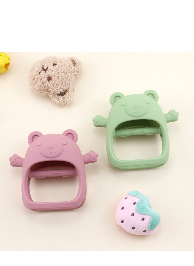 Generic - Silicone Teether Bear Gloves Toy Baby Teething Stick Anti-Sucking Hand Soothing Toy - Image 1