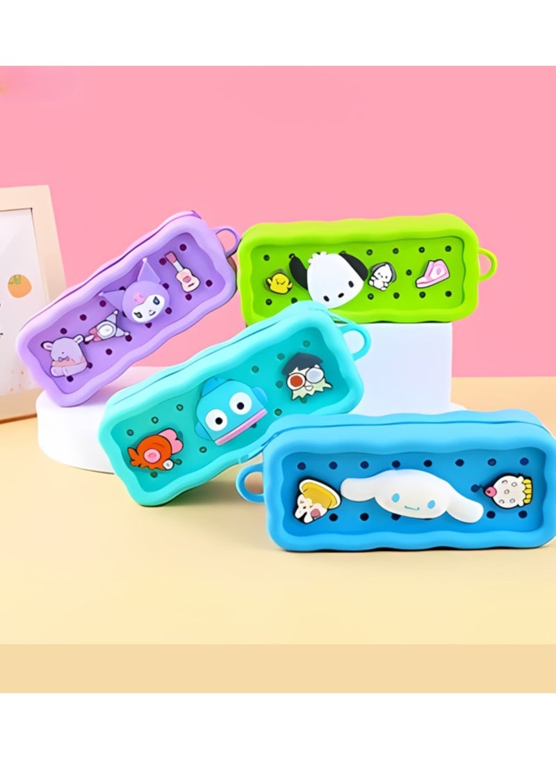 سانريو هانجيودون طالب حقيبة قلم رصاص ذات سعة كبيرة حقيبة قلم سيليكون هدية اللوازم المدرسية - Image 3