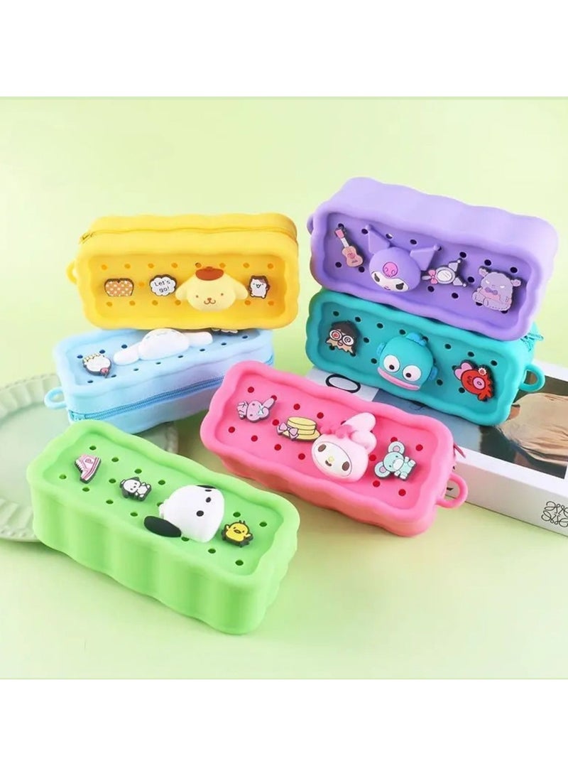 سانريو هانجيودون طالب حقيبة قلم رصاص ذات سعة كبيرة حقيبة قلم سيليكون هدية اللوازم المدرسية - Image 4