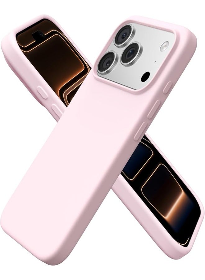 جراب متوافق مع iPhone 17 Pro مقاس 6.3 بوصة، جراب نحيف من السيليكون السائل بأربع طبقات مغطى بالكامل بجل ناعم مطاطي مقاوم للصدمات، جراب هاتف واقٍ لهاتف iPhone 17 Pro - وردي طباشيري - Image 1