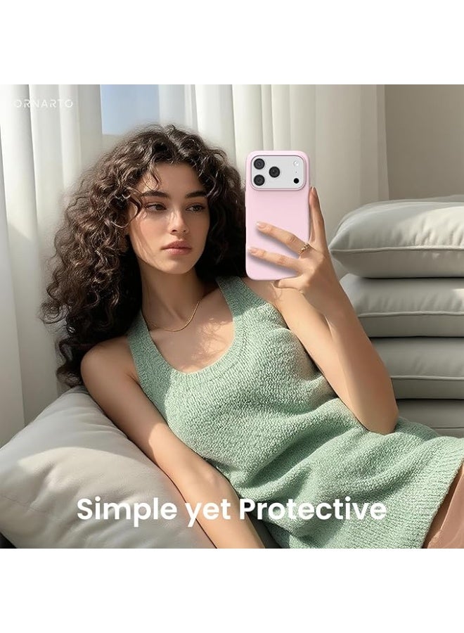 جراب متوافق مع iPhone 17 Pro مقاس 6.3 بوصة، جراب نحيف من السيليكون السائل بأربع طبقات مغطى بالكامل بجل ناعم مطاطي مقاوم للصدمات، جراب هاتف واقٍ لهاتف iPhone 17 Pro - وردي طباشيري - Image 2