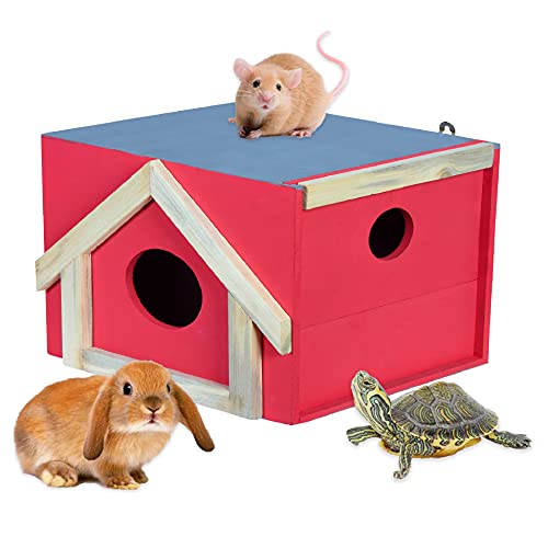 Cket Wood Pet House for Small Pets - Hamster, Tortoise, Rats, Chinchilla, Hedgehog, Gerbil, Sugar Glider, Birds Hideout - Image 1