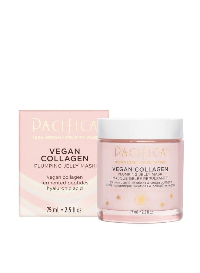 Pacifica قناع الكولاجين النباتي المرطب للعناية بالبشرة، حمض الهيالورونيك، تركيبة جل مرطبة للغاية، علاج ليلي للبشرة الزجاجية، نباتي وخالٍ من القسوة - Image 1