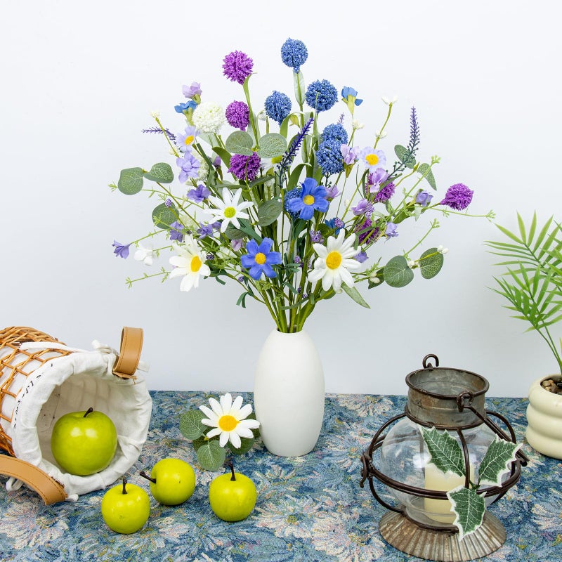 J'FLORU Artificial Spring Flowers 12 Pack Spring Floral Picks 17 Inch Flower Stems with Blue White Purple Dandelions for Spring Summer Easter Flower Arrangements Centerpieces - Image 3