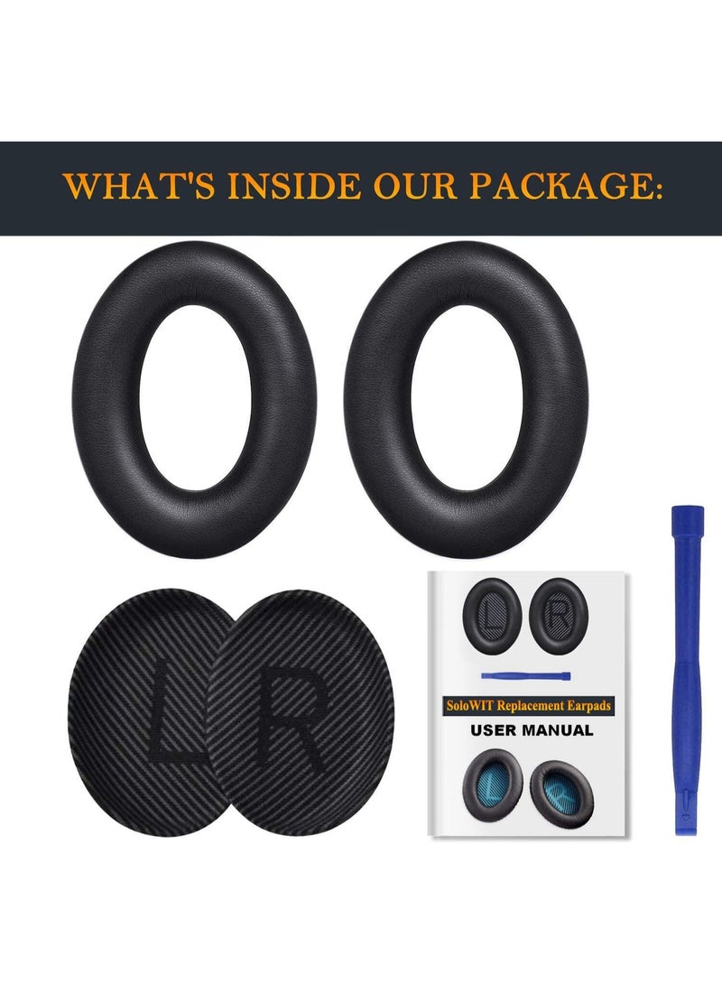 شابية وسائد أذن بديلة لسماعات الرأس Bose QuietComfort 35 (QC35) وQuiet Comfort 35 II (QC35 ii)، وسائد أذن مصنوعة من جلد ناعم، ورغوة عازلة للضوضاء، وسمك إضافي (أسود) - Image 4