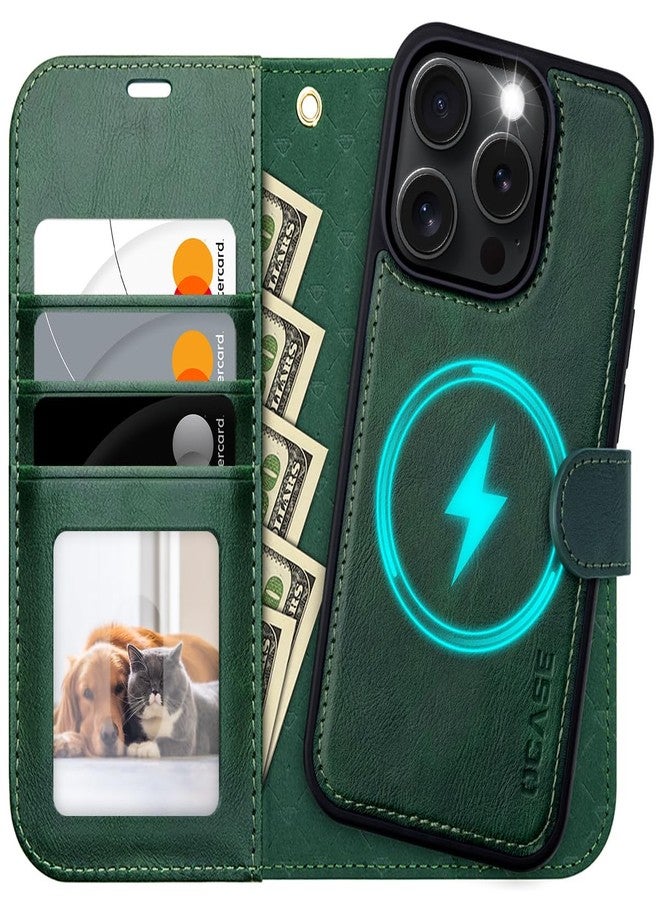 OCASE for iPhone 16 Pro Case, Detachable 2 in 1 PU Leather Wallet Case with RFID Blocking, Wireless Charging, Card Holders, Kickstand, Shockproof Removable Phone Cover, Dark Green - Image 1