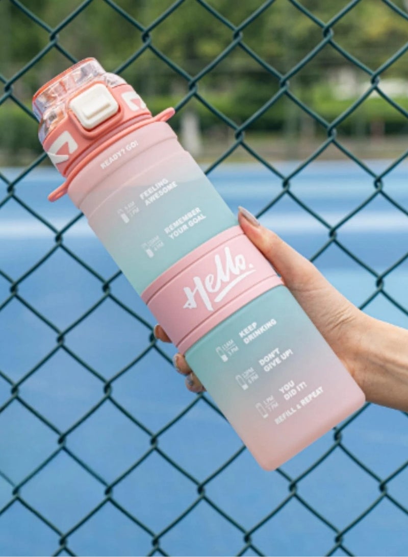 Generic Motivational Water Bottle 1L Water Bottle For Kids School Water Bottles With Straw Leak Proof Water Bottle With Time Marker For Sport, School, Gym, Office - Image 4