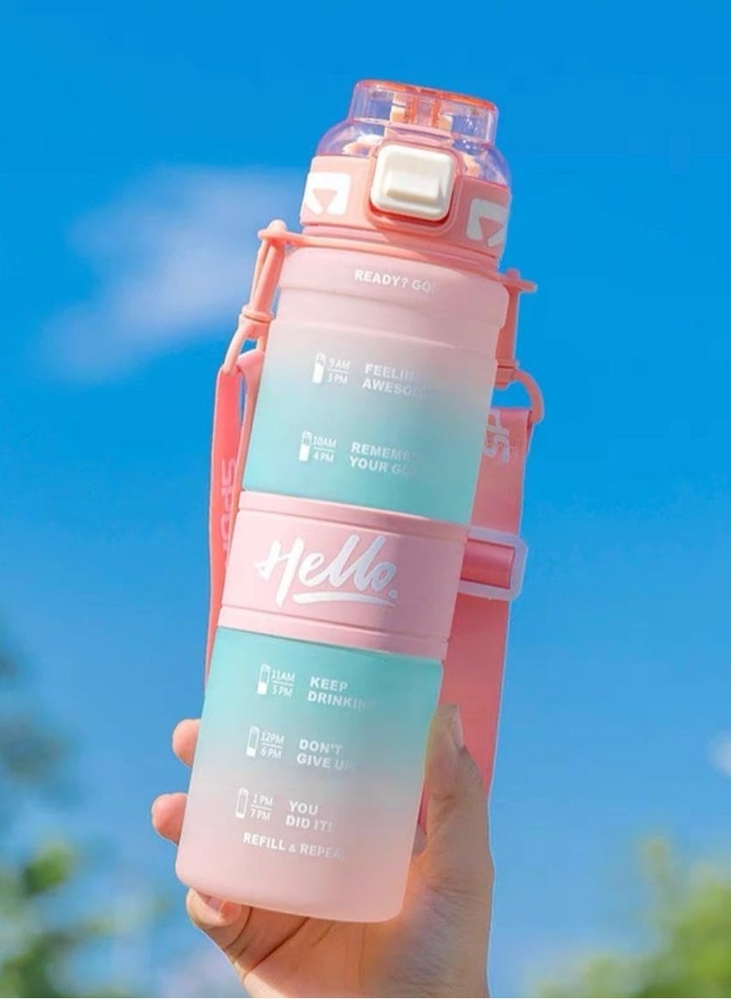 Generic Motivational Water Bottle 1L Water Bottle For Kids School Water Bottles With Straw Leak Proof Water Bottle With Time Marker For Sport, School, Gym, Office - Image 1