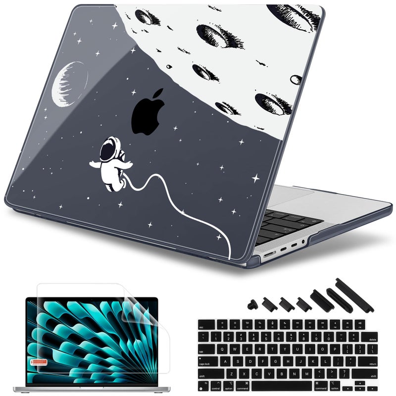 May Chen Case for M4 MacBook Pro 14 inch Case A3112 A3401 Max A3185 M3 A2918 A2992 M2 A2779 M1 A2442 2024 2023 2022 2021 Release Plastic Hard Shell with Keyboard Cover Astronaut Flight