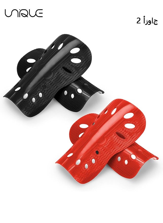Unique 2 Pair Soccer Shin Guards, Lightweight and Breathable Shin Guard Sleeves Adults and Kids, Calf Protective Gear Shin Guards for Youth Men & Women(Black and Red) - Image 1