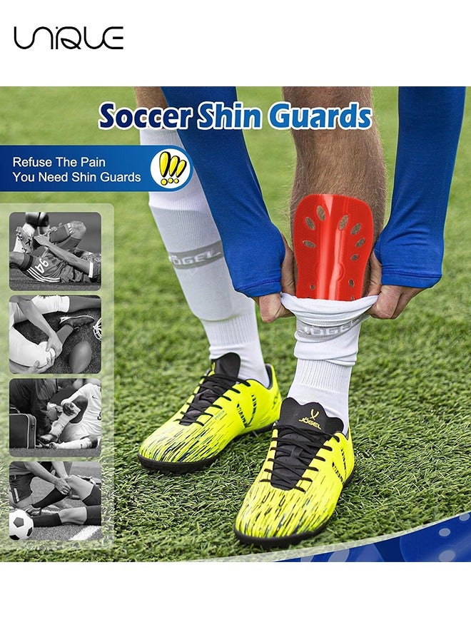 Unique 2 Pair Soccer Shin Guards, Lightweight and Breathable Shin Guard Sleeves Adults and Kids, Calf Protective Gear Shin Guards for Youth Men & Women(Black and Red) - Image 4