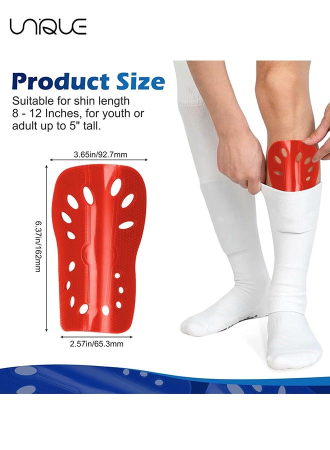 Unique 2 Pair Soccer Shin Guards, Lightweight and Breathable Shin Guard Sleeves Adults and Kids, Calf Protective Gear Shin Guards for Youth Men & Women(Black and Red) - Image 2