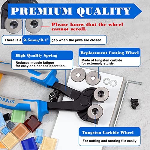 SPEEDWOX 20 Pieces Glass Tweezers Set with Heavy Duty Mosaic Wheels with Spare Cutting Wheel, Running Pliers, Breakwater, Feeding Pliers, Glass Cutter, Gloves - Image 2