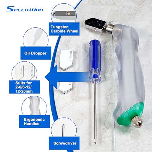 SPEEDWOX 20 Pieces Glass Tweezers Set with Heavy Duty Mosaic Wheels with Spare Cutting Wheel, Running Pliers, Breakwater, Feeding Pliers, Glass Cutter, Gloves - Image 5
