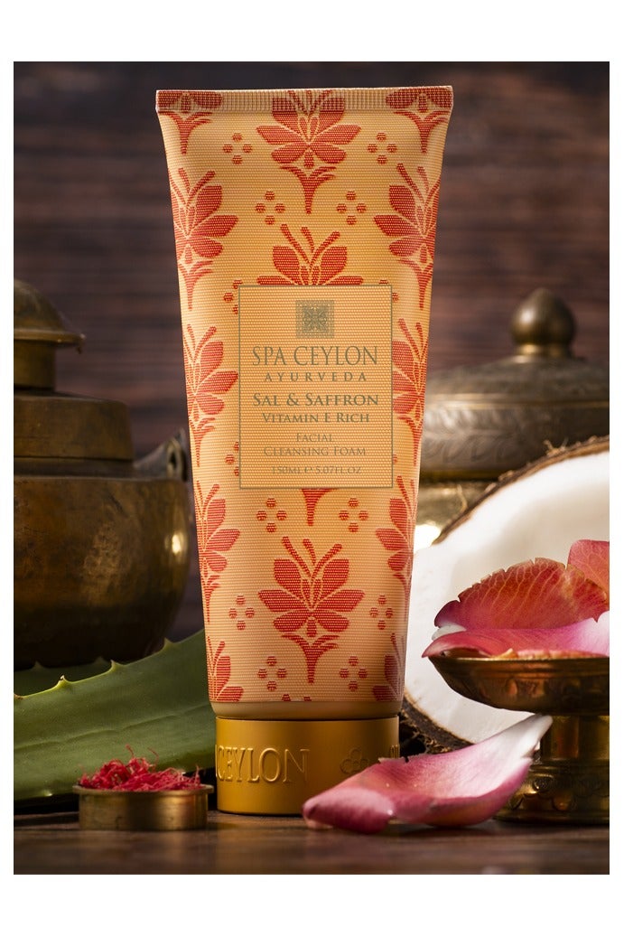 SPA CEYLON Sal and Saffron Vitamin E Enriched Facial Cleansing Foam | Gentle Cleanser | Hydrating | Skin Radiance for Dry Skin | 150ml - Image 2