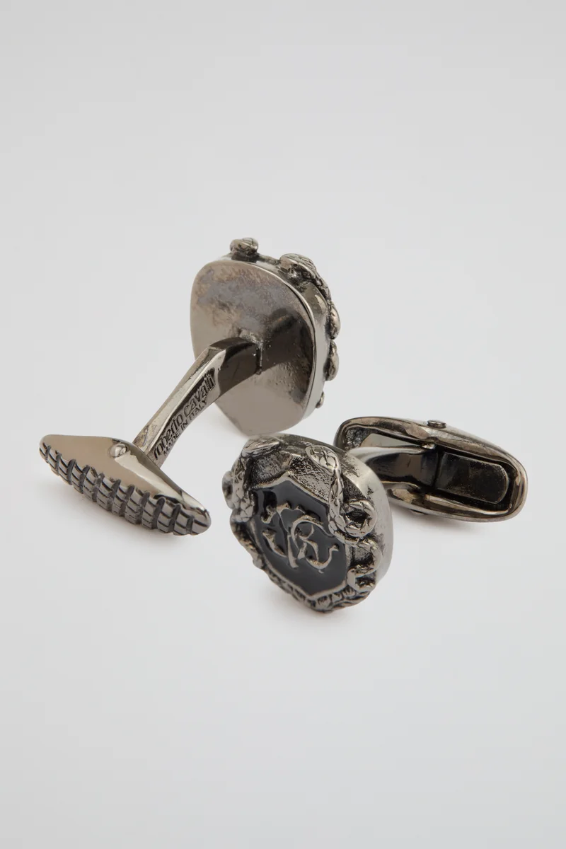 روبرتو كافالي Roberto Cavalli Crest Logo Cufflinks