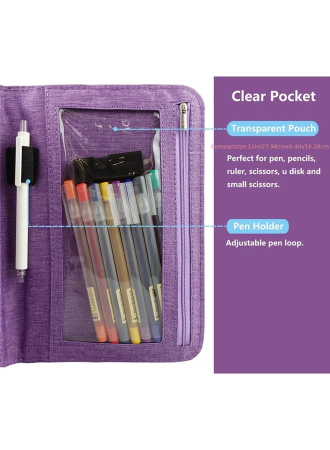 منظم دفاتر احترافي متين أسود A4 مع جيب بسحاب وحلقة قلم - Image 5