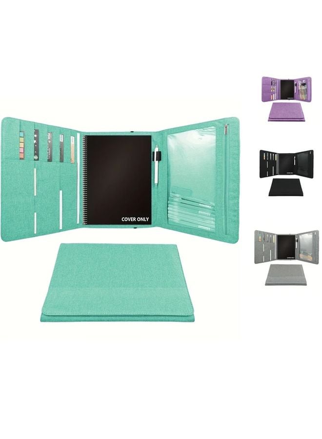 منظم دفاتر احترافي متين أسود A4 مع جيب بسحاب وحلقة قلم - Image 2