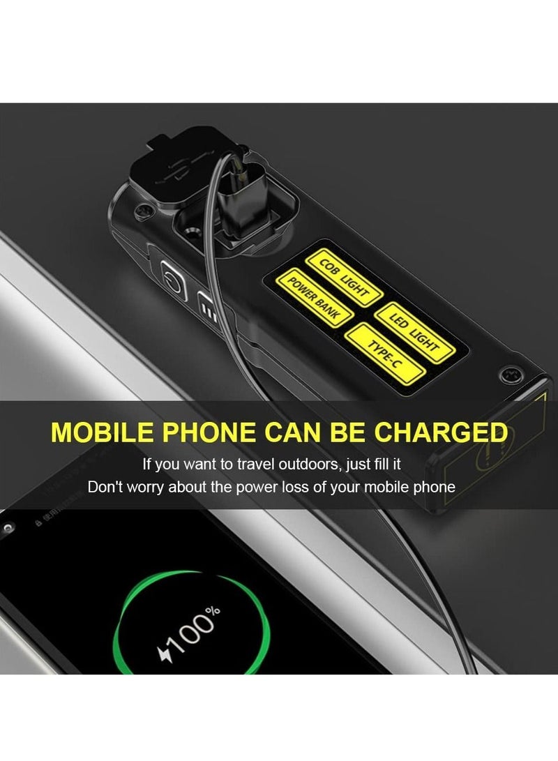 Y&D LED Small Flashlight Portable Rechargeable Work Light Super Bright Multi Use Waterproof COB Multifunctional Magnetic Suction for Camping Walking Searching Hiking Indoor Outdoor  - Image 5