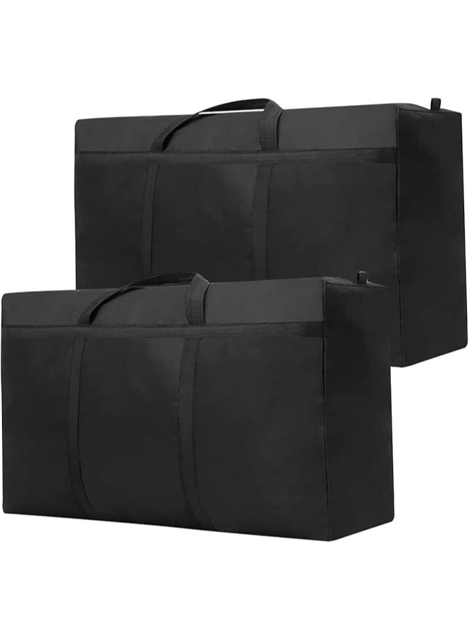DUNISO 2Pcs Extra Large Storage Bags,Moving Bags with Strong Zippers & Carrying Handles, Waterproof and Dustproof Underbed Storage Organizer Bag, Sturdy and Durable，for Bedding/Duvets/Pillows/Laundry/Clothes/Moving home，110*60*35cm，Black - Image 1
