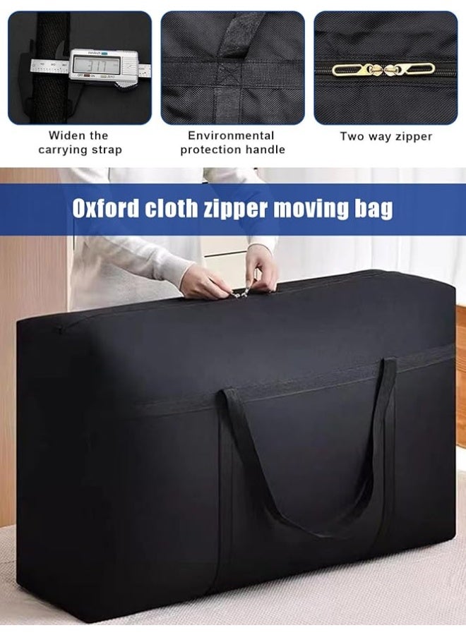 DUNISO 2Pcs Extra Large Storage Bags,Moving Bags with Strong Zippers & Carrying Handles, Waterproof and Dustproof Underbed Storage Organizer Bag, Sturdy and Durable，for Bedding/Duvets/Pillows/Laundry/Clothes/Moving home，110*60*35cm，Black - Image 4