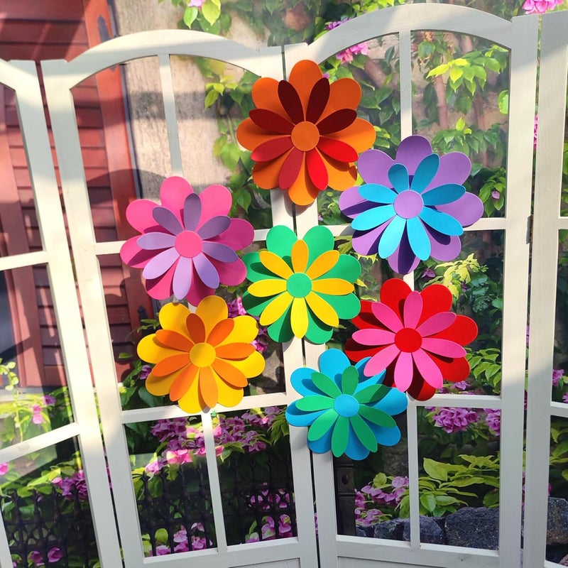 Mybbshower زهرة ورقية عملاقة 3D مقاس 10 بوصة مع ملصقات لتزيين جدران الزهور ديكور الغرفة للأطفال حضانة فصل دراسي خلفية زفاف عبوة من 7 قوس قزح - Image 2