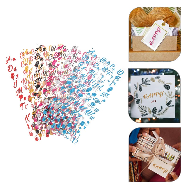 Self Adhesive Alphabet Letter Stickers 6 Pieces Set Gold Glitter DIY Craft Scrapbooking Decals - Image 5