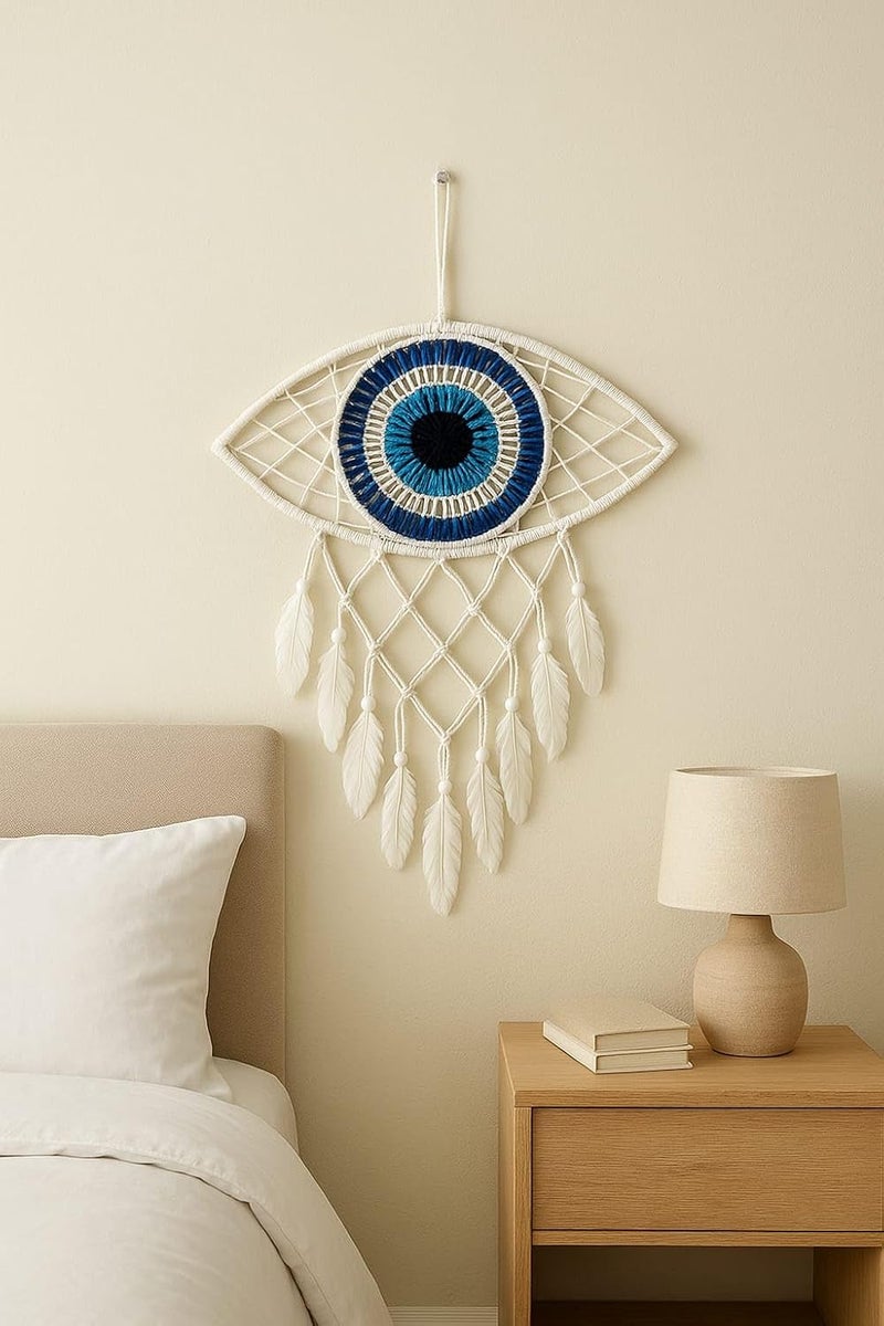 ThincAmaxe Handmade Evil Eye Dream Catcher Wall Hanging – Macrame Boho Home Decor with Feathers | Protection & Positive Energy Wall Art for Bedroom, Living Room, Office | - Image 1