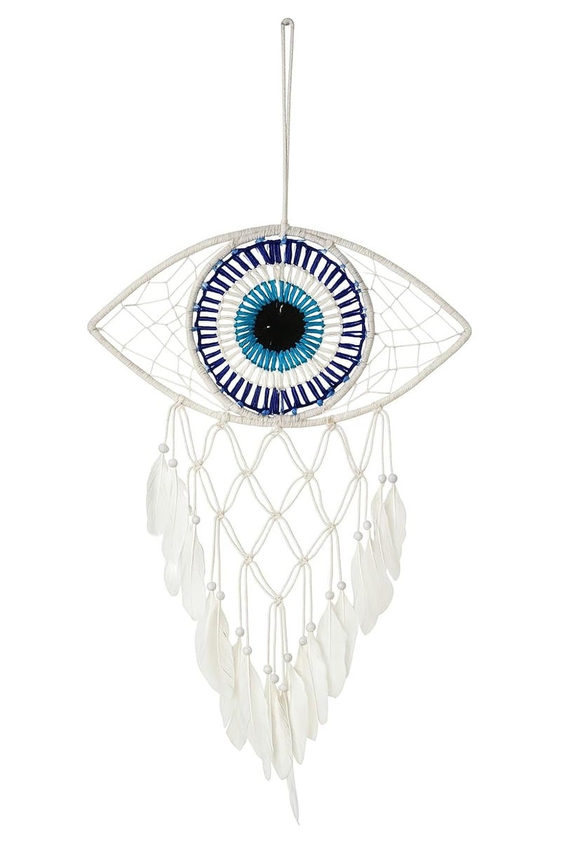 ThincAmaxe Handmade Evil Eye Dream Catcher Wall Hanging – Macrame Boho Home Decor with Feathers | Protection & Positive Energy Wall Art for Bedroom, Living Room, Office | - Image 5