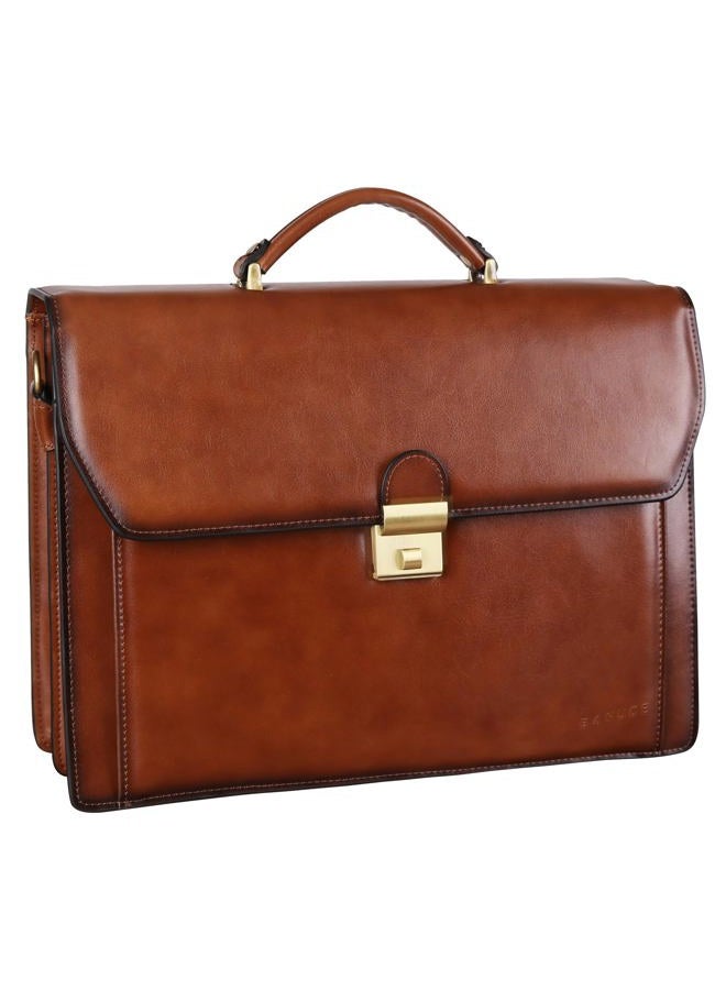 Banuce Vintage Genuine Leather Briefcase for Men Lock Lawyer Attache Case Laptop Messenger Bag - Image 1