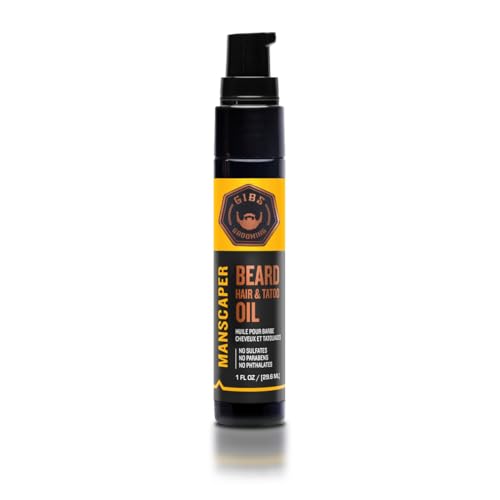 GIBS GROOMING Beard Hair  Tattoo Oil Manscaper YELLOWBLACK 51701  1 Fl Oz Pack of 1