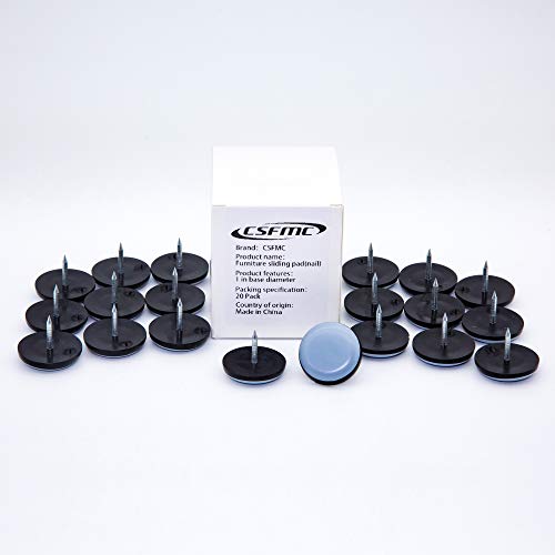 CSFMC Teflon Furniture Sliders Pads,Table/Chair/Cabinet/Sofa Small Size PTFE Glides,Nail on Furniture Legs by Protect The Floor,Heavy Duty Furniture Sliding Block (1 inch(25mm) Base 20 Pack) - Image 4