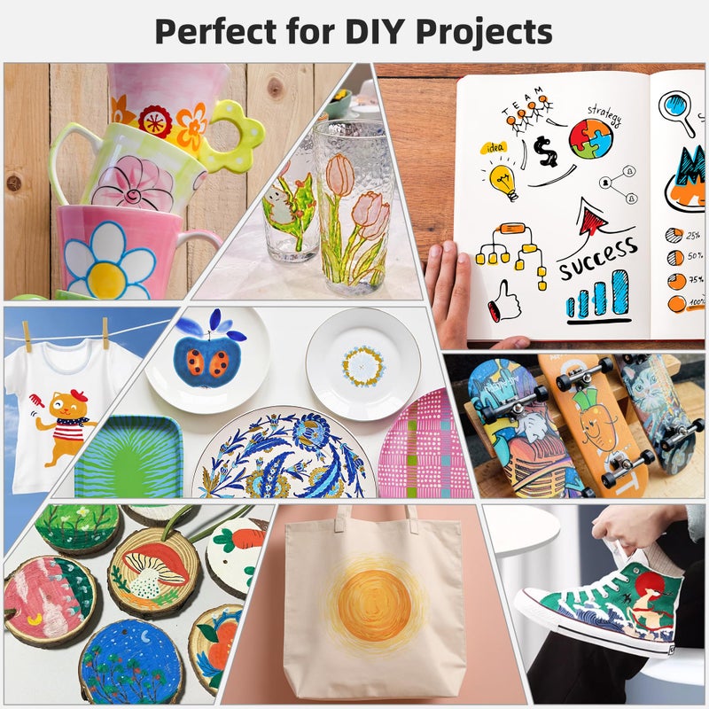 SMOOTHERPRO أقلام الطلاء الأكريليكي SMOOTHERPRO، 24 لون، أقلام طلاء أكريليكي ذات طرفين للخشب، الصخور، القماش، القرع، مجموعة أقلام للزجاج، البلاستيك، السيراميك، الأعمال اليدوية، عيد الحب، عيد الفصح، هدية (DAP24) - Image 5