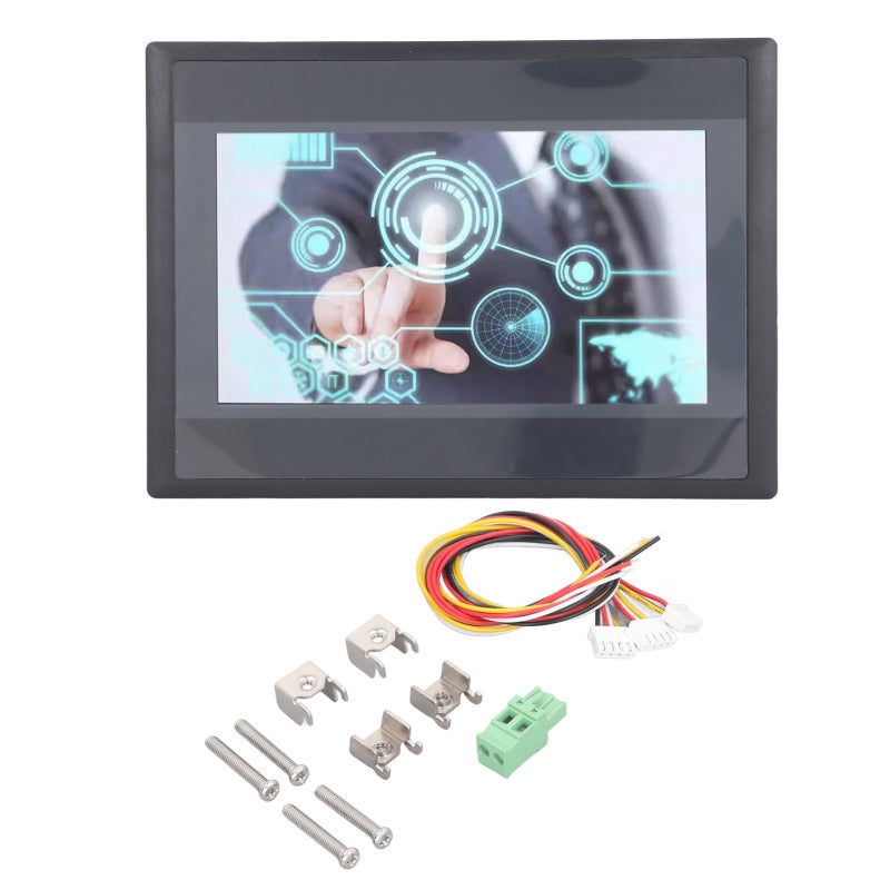 شاشة HMI مقاس 7 بوصات، بدقة 800 × 480 بكسل، شاشة TFT LCD، معالج ARM9 - ذاكرة فلاش سعة 128 ميجا بايت، استهلاك منخفض للطاقة، شاشة لمس PLC للأتمتة الصناعية - Image 1